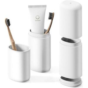 Travel toothbrush case with toothpaste holder and mouthwash cup oral care box